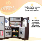 KidKraft Ultimate Corner Wooden Play Kitchen With Lights And Sounds Espresso