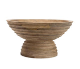 Creative Co-Op DF2440 Ridged Mango Wood Footed Bowl, 5 Quarts