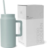 Simple Modern 50 oz Mug Tumbler with Handle and Straw Lid, Reusable Insulated Stainless Steel Large Travel Jug Water Bottle Gifts for Women Men Him Her Trek Collection, 50oz, Sea Glass Sage