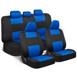 BDK PolyPro Car Seat Covers Full Set in Blue on Black – Front and Rear Split Bench Car Seat Cover, Easy to Install, Interior Covers for Auto Truck Van SUV