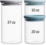 Brabantia 298325 Stackable Glass Food Storage Containers, Set of 3 Blue