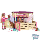 Glitter Girls – Horse Stable Playset – Play Set For 14-Inch Dolls & Toy Horses – Horse Barn & Accessories – Play Food, Grooming Tools – 3 Years + – All Asparkle Acres