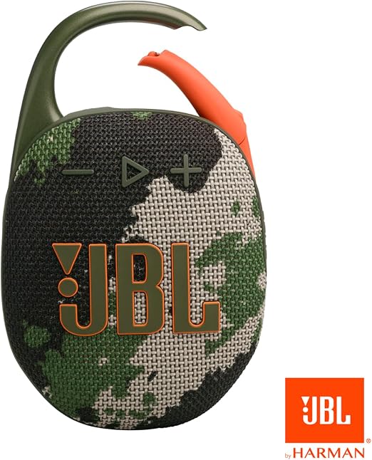 JBL Clip 5 - Ultra-Portable, Waterproof & Dustproof Bluetooth Speaker, Big Pro Sound with Punchy bass, Integrated Carabiner, Up to 12 Hours of Play, Made in Part with Recycled Materials SQUAD