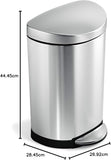 Simple Human Semi-Round Step Trash Can, Stainless Steel, 10 L