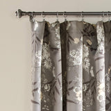 Lush Decor Botanical Garden Curtains Floral Bird Print Light Filtering Window Panel Drapes Pair Gray 52inW X 84inL