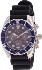 Seiko Prospex Chronograph Quartz Blue Dial Black Silicone Mens Watch SSC759J1 Black Casual