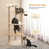 PETEPELA Cat Tree Cat Tower for Indoor Cats,5-Level Cat Play House Cat Activity Center with Scratching Posts Beige