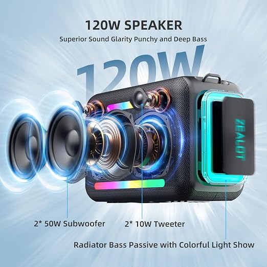 ZEALOT 120W Bluetooth Speaker, Wireless Speakers Secondary image