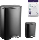 happimess HPM1006B Connor Rectangular 13-Gallon Garbage Can with Soft-Close Lid and Free Mini Garbage Can, Black