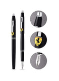 Cross Ferrari Century Matte Black Lacquer/Chrome Fountain Pen-Med Nib