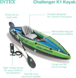 INTEX Challenger Inflatable Kayak Series: Includes Deluxe 86in Kayak Paddles and High-Output Pump – SuperStrong PVC – Adjustable Seat with Backrest – Removable Skeg – Cargo Storage Net