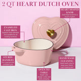 Paris Hilton Enameled Cast Iron Dutch Oven Heart-Shaped Pot with Lid, 2-Quart, Pink