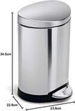 Simplehuman Mini Semi Round Step Trash Can Stainless Steel 6L
