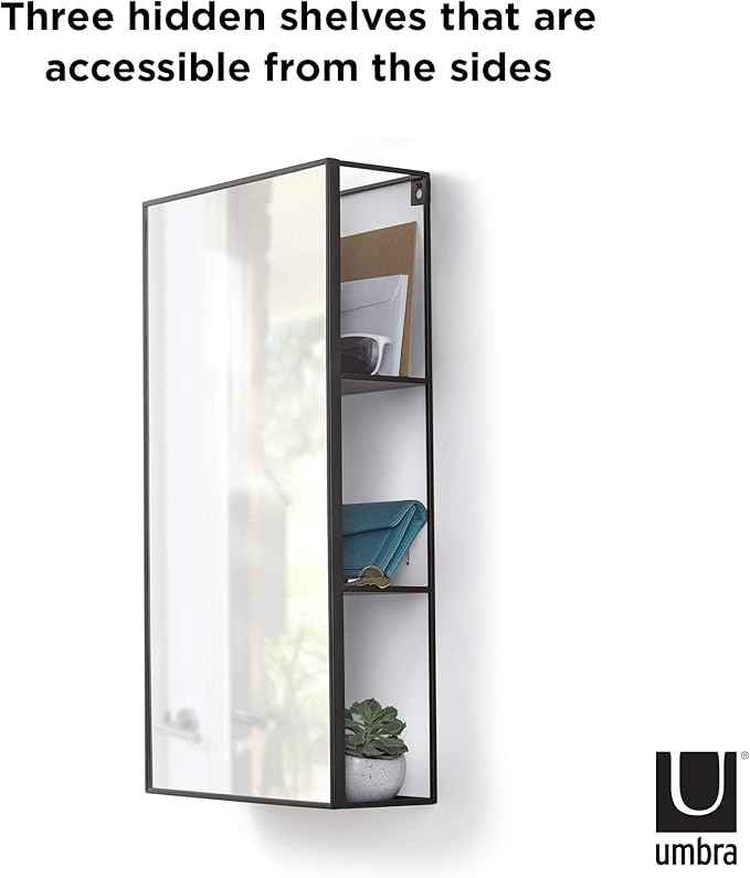 Umbra Cubiko Mirror and Storage Unit, Black, 1009654-040 Secondary image