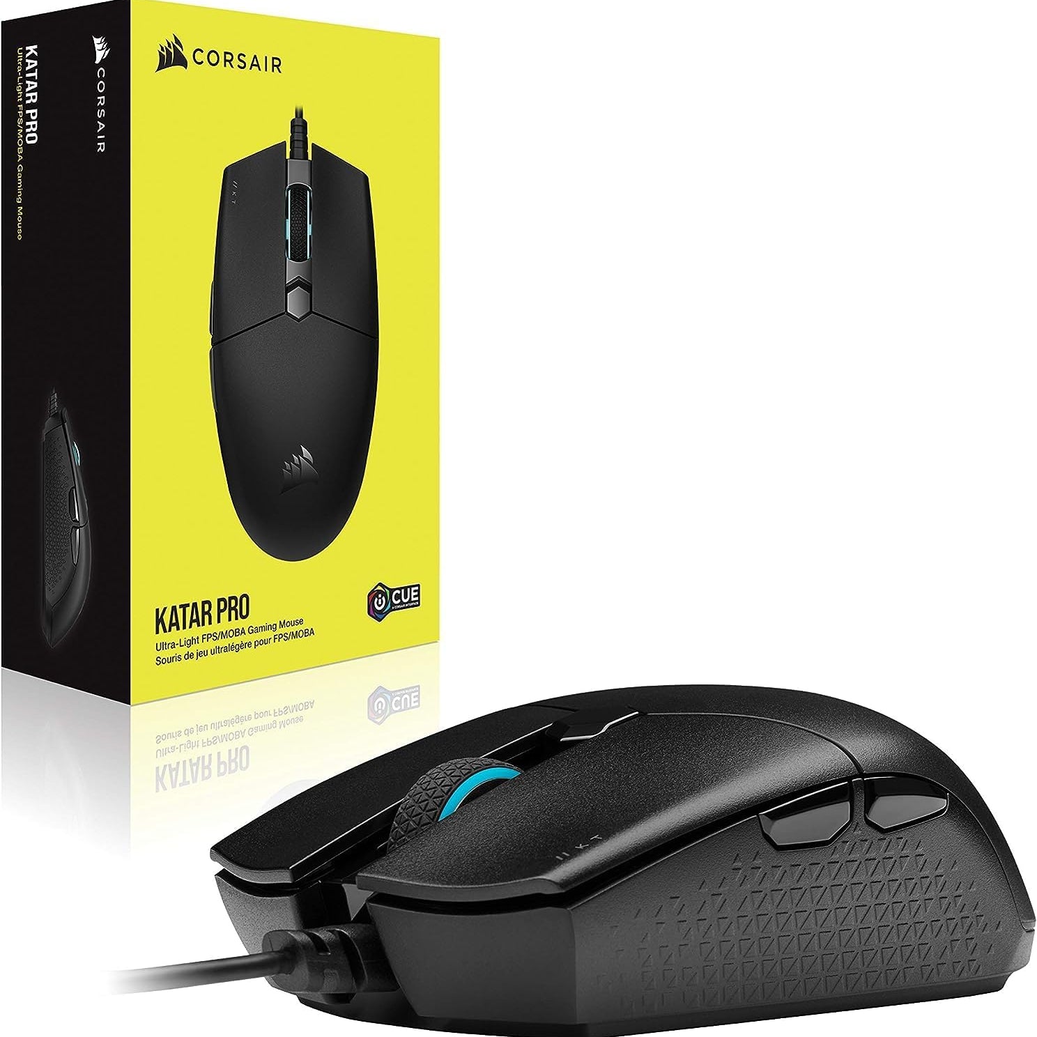 CORSAIR CH930C011AP Katar PRO Ultra Light Weight 69g Wheel RGB ICUE Software Quik Strike Buttons 12k DPI Compact Symetric Shape Gaming Mice