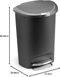 Simplehuman SemiRound Step Trash Can Grey Plastic 50 L