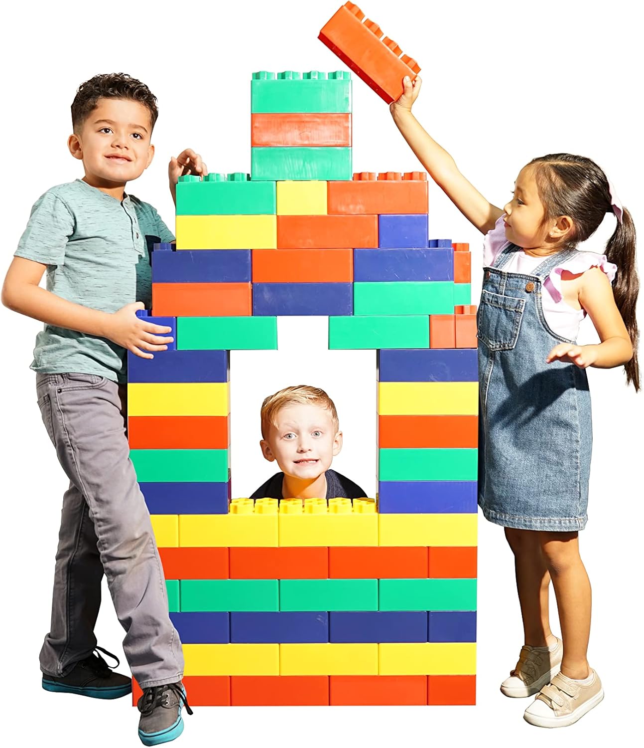 Kids Adventure Jumbo Blocks 88 Piece Big Blocks 8"x4" and 4"x4" Large Building Blocks for Toddlers Made in The USA Durable Safe Plastic Blocks Jumbo Blocks Main image