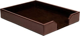 Bonded Leather Desktop Tray Luxury Letter Holder & Paper Organizer for Desk, Dark Brown