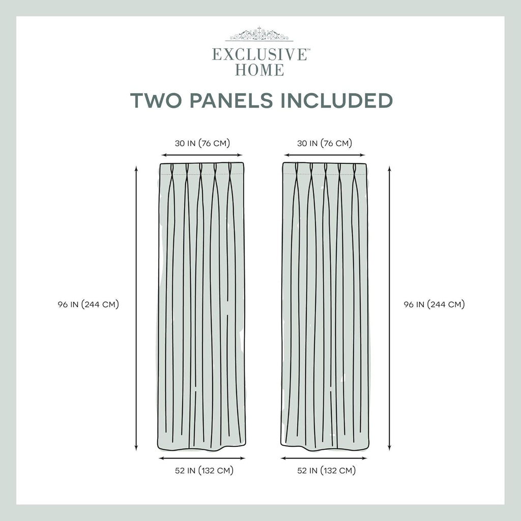 Exclusive Home Sateen Twill Woven Room Darkening Blackout Pinch Pleat Hidden Tab Top Curtain Panel Pair 96in Length Vanilla