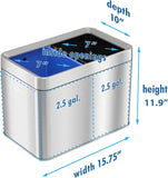 iTouchless 5.3 Gallon Open Top Trash Can And Recycle Bin Dual Compartment Combo