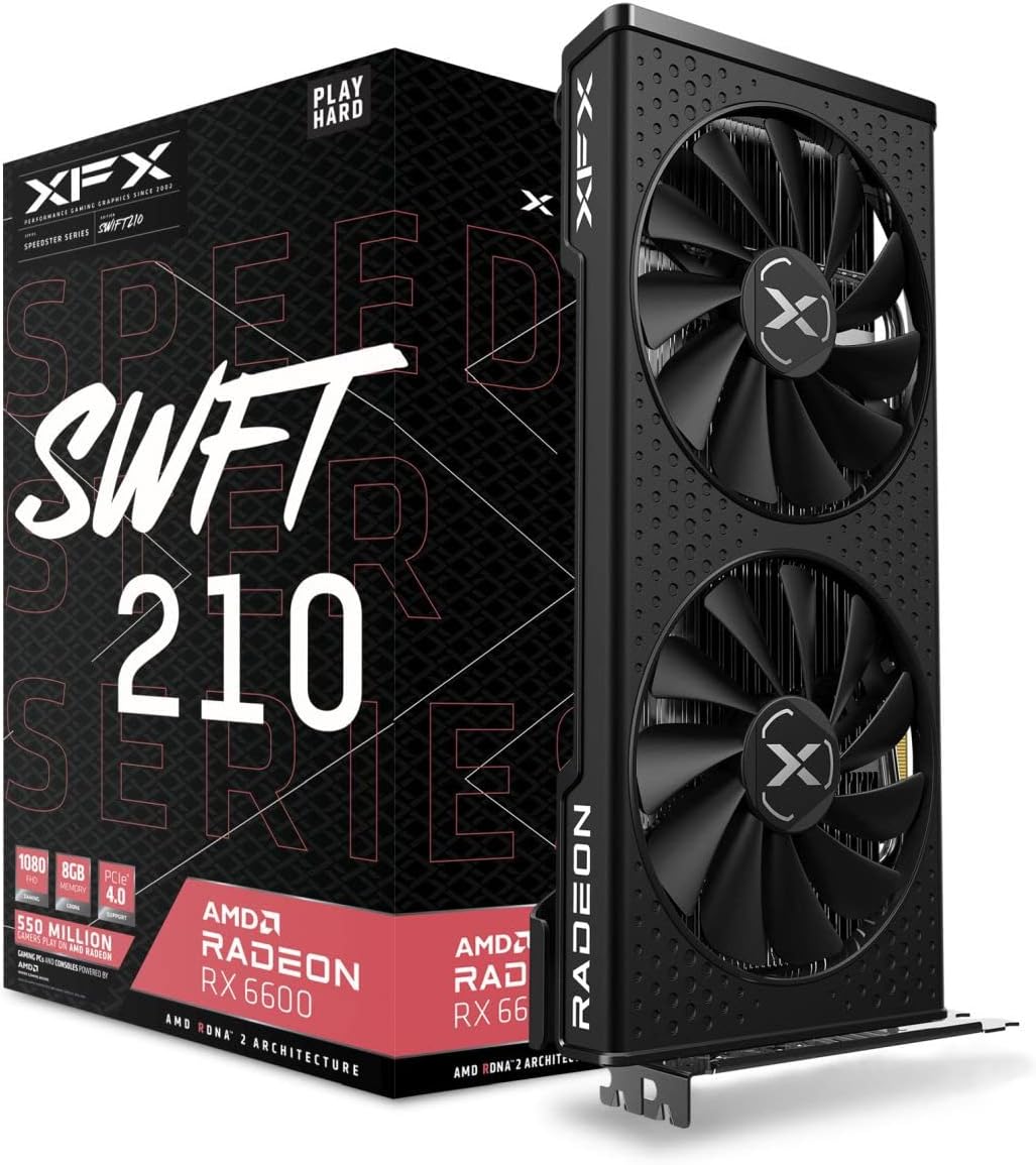 XFX Speedster SWFT 210 Radeon RX 6600 CORE Gaming Graphics Card With 8GB GDDR6 HDMI 3xDP AMD RDNA 2 RX66XL8LFDQ Main image