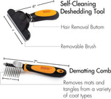 Friends Forever 6 in 1 Professional Pet Grooming Kit Box - Cats Dogs Nail Clippers & File, Wire Dog Brush/Slicker Brush, Deshedding Tool, Dematting Comb, Undercoat Rake .SYNC66-0047UPC, Black/Orange