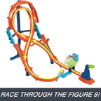 Hot Wheels Track Set with 1 Hot Wheels Car Tall Figure 8 Track For Race And Stunting