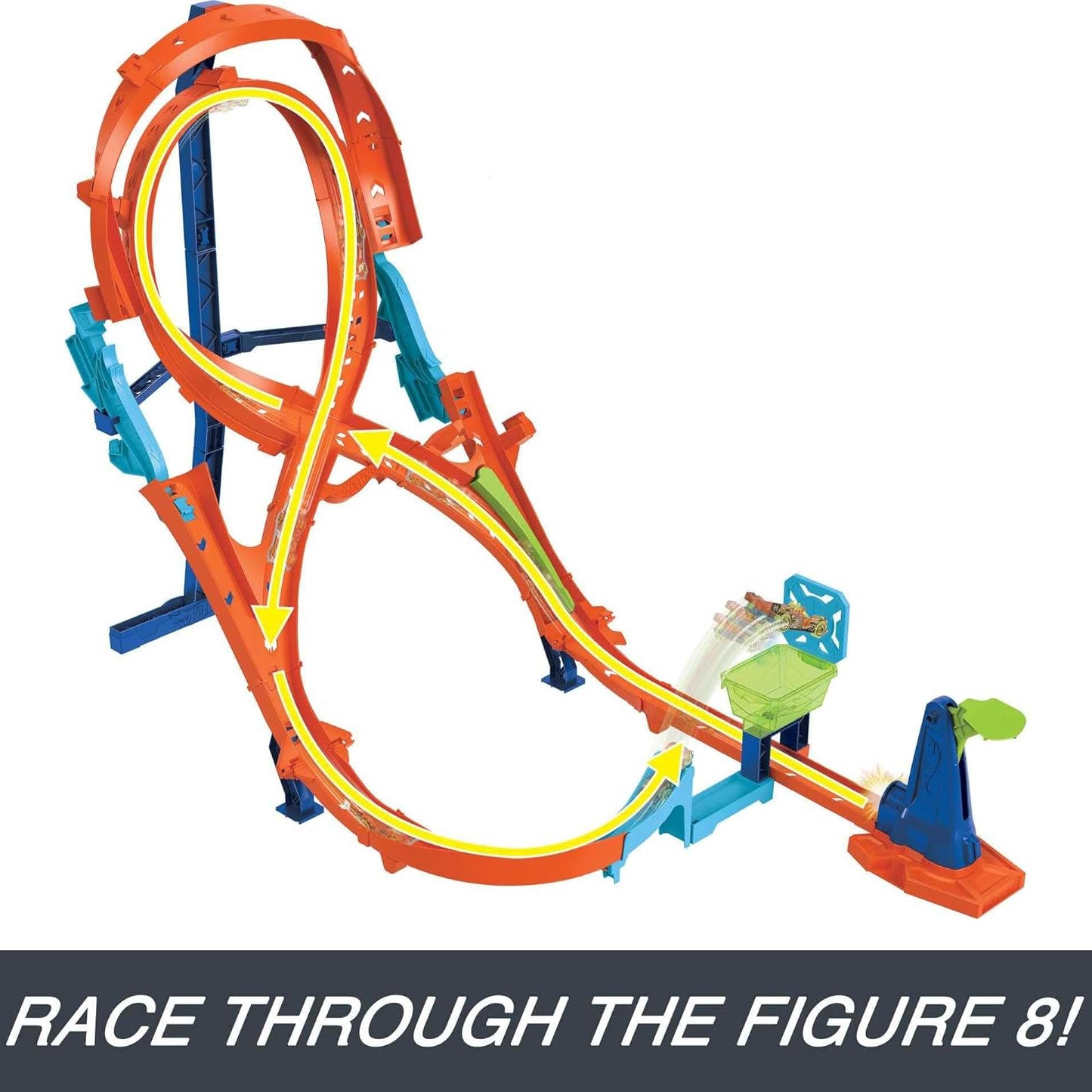 Hot Wheels Track Set with 1 Hot Wheels Car Tall Figure 8 Track For Race And Stunting