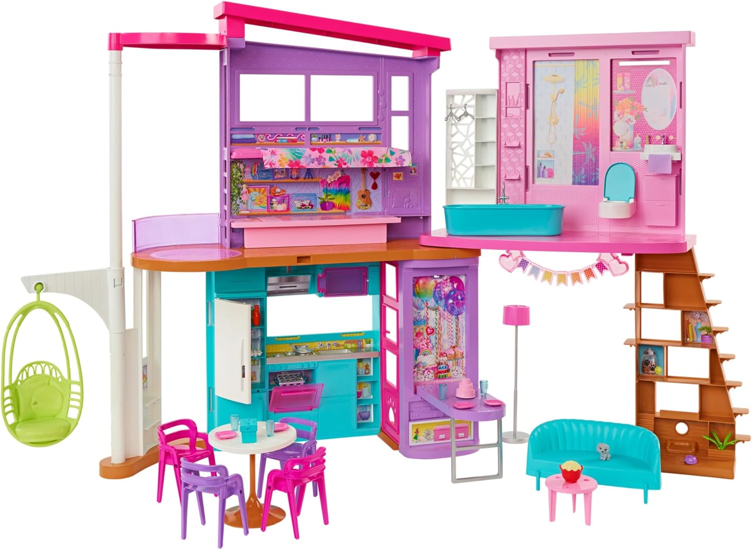 Barbie Vacation House (42 in) Dollhouse Playset with 2 Levels, 6 Rooms, Elevator Swing & 30+ Pieces, Toy for 3 Year Olds & Up Main image