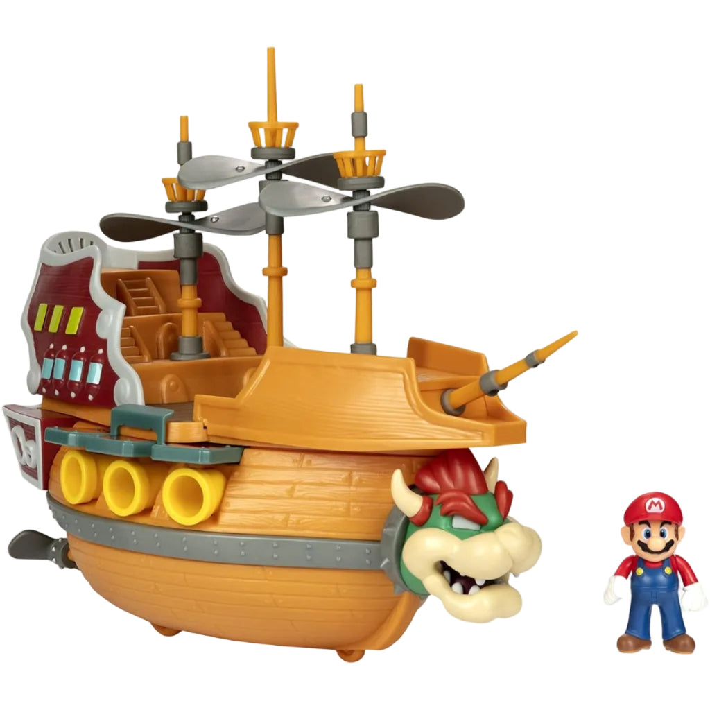 SUPER MARIO Deluxe Bowsers Air Ship Playset With Mario Action Figure