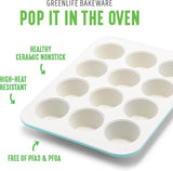 GreenLife CC002429001 Bakeware Healthy Ceramic Nonstick Baking Set 12 Piece Turquoise