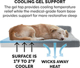 Furhaven Cooling Gel Dog Bed For Large Dogs TwoTone Plush Faux Fur And Suede L Shaped Chaise Stone Gray Jumbo Plus XXL