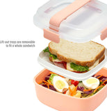 Goodful Stackable Lunch Box Container, Bento Style Food Storage with Removeable Compartments for Sandwich, Snacks, Toppings & Dressing, Leak-Proof and Made without BPA, 56-Ounce, Blush