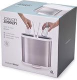 Joseph Joseph 70520 Split Steel Recycling Waste Bin GreyWhite 6 liter Stainless Steel