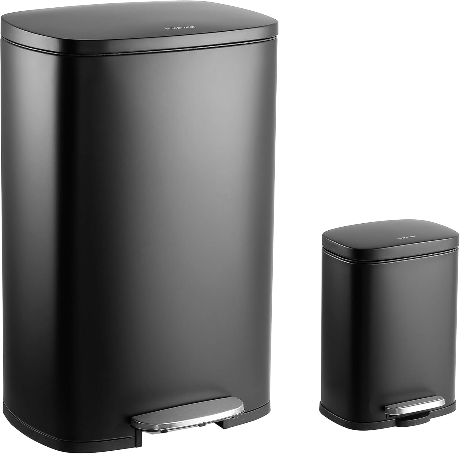 happimess HPM1006B Connor Rectangular 13-Gallon Garbage Can with Soft-Close Lid and Free Mini Garbage Can, Black Main image