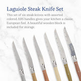 Jean Dubost 6 Steak Knives Handles In Block, Mineral 9"