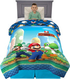 Franco Kids Bedding Super Soft Microfiber Reversible Comforter, Twin/Full, Mario