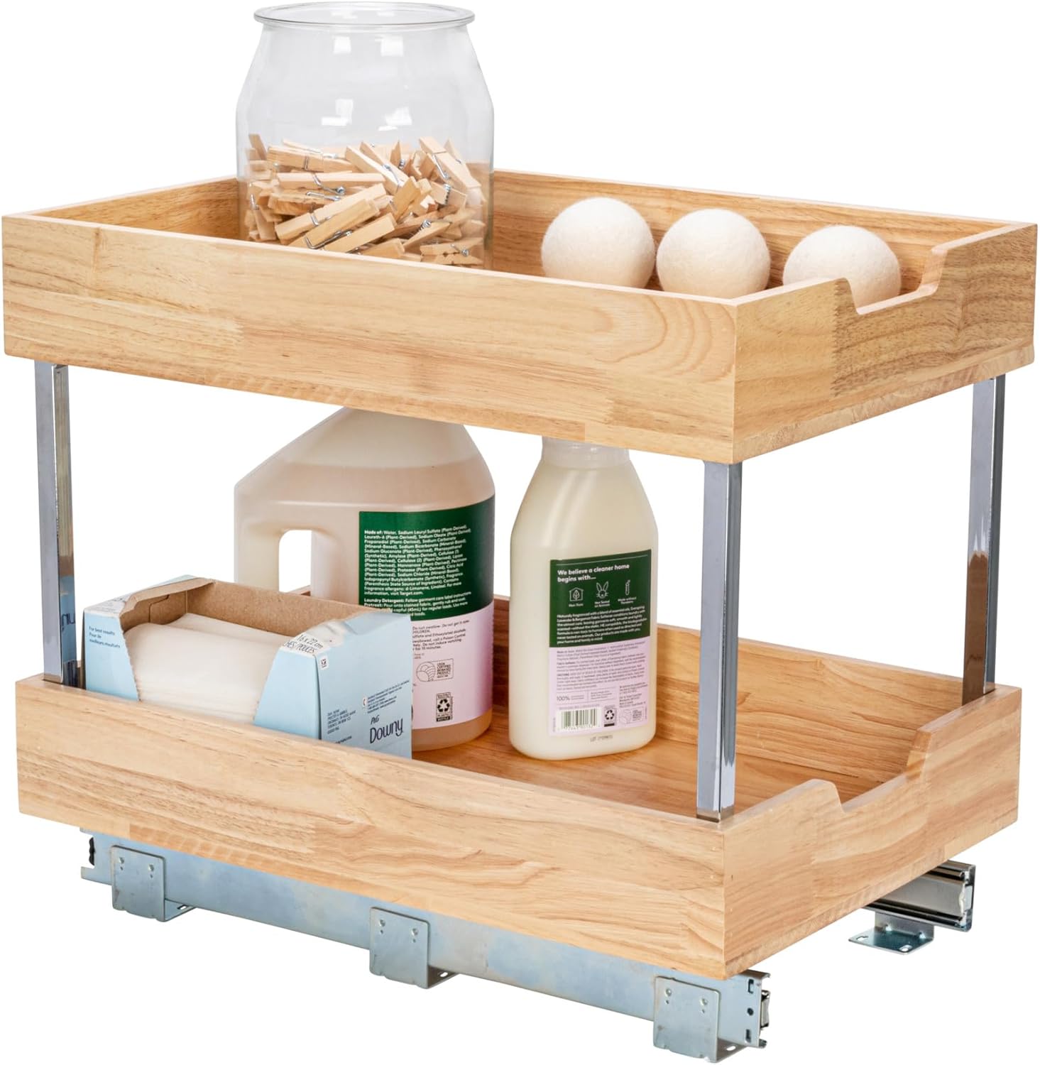 Household Essentials Glidez 24521-1 Schubladenschrank, Bambus, 2 Etagen, 36,8 cm breit, Holz Main image