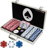 Poker Set with Cards, Buttons, Carrying Case, and 300 Poker Chips for Texas Hold'em and Blackjack Games