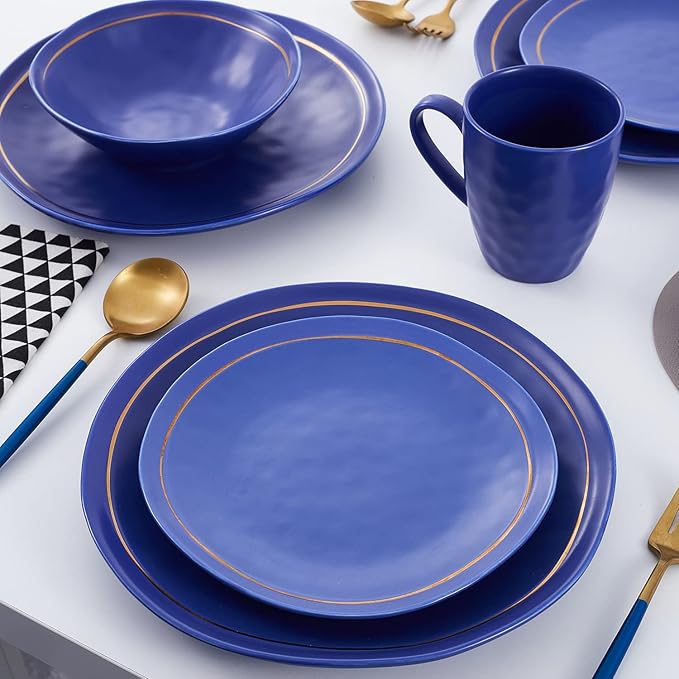 Stone Lain Clara Porcelain 16-Piece Round Dinnerware Set, Blue, Service For 4 Main image