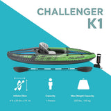 INTEX Challenger Inflatable Kayak Series: Includes Deluxe 86in Kayak Paddles and High-Output Pump – SuperStrong PVC – Adjustable Seat with Backrest – Removable Skeg – Cargo Storage Net