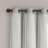 Lush Decor Sheer Grommet Curtains With Insulated Blackout Lining Pair 38inW X 63inL Light Gray