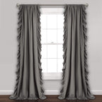Lush Decor Reyna Ruffle Window Curtain Panel Set Pair 54in W X 84in L Gray Flowy Curtain Set