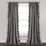 Lush Decor Reyna Ruffle Window Curtain Panel Set Pair 54in W X 84in L Gray Flowy Curtain Set