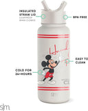 Simple Modern Disney Mickey Mouse Water Bottle with Straw Lid Vacuum Insulated Stainless Steel Metal Thermos | Gifts Reusable Leak Proof Flask | Summit Collection | 32oz, Mickey Howdy Folks