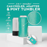 BrüMate HOPSULATOR TRíO - 3-in-1 Stainless steel insulated can cooler, works with cans up to 16oz/473ml and as a pint glass, Glitter Peacock color