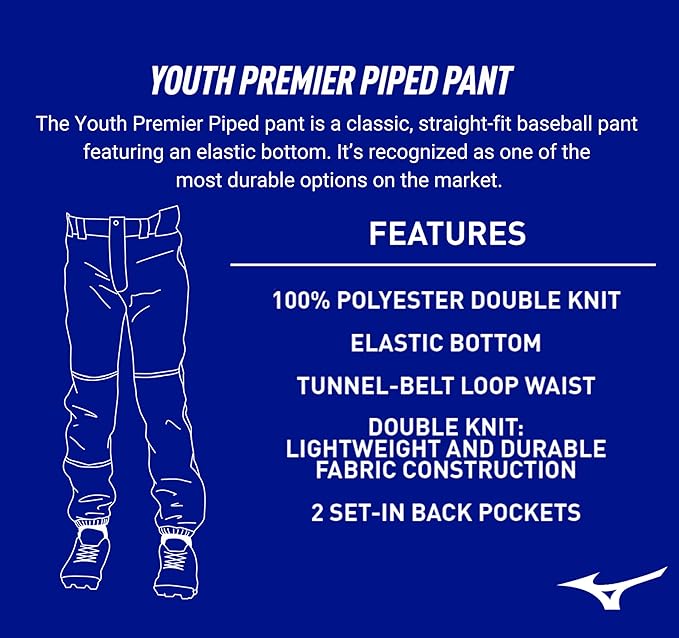 Mizuno Youth Premier Piped Pant GrayBlack Small