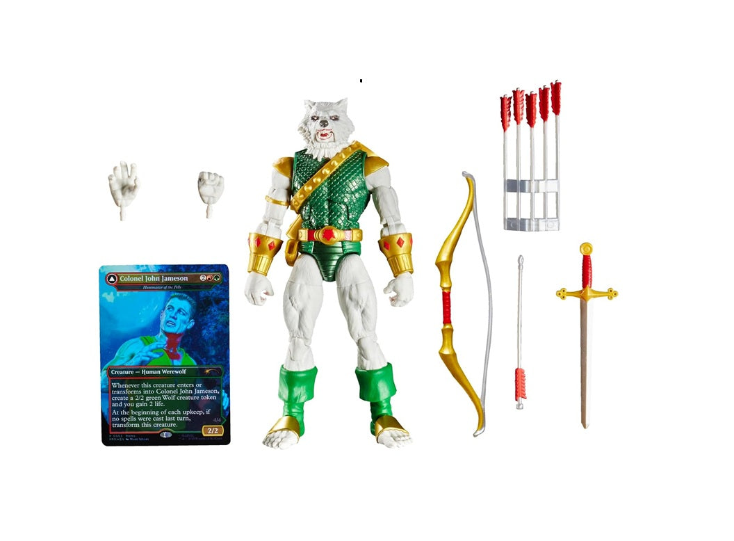 Marvel Legends Series Magic: The Gathering Man-Wolf, 6-Inch Spider-Man Action Figure Toy & Exclusive Foil Collectible Card Game Trading Card | Marvel Legends Spider-Man 6 Inch Action Figure Magic The Gathering Wave 1 - Man-Wolf