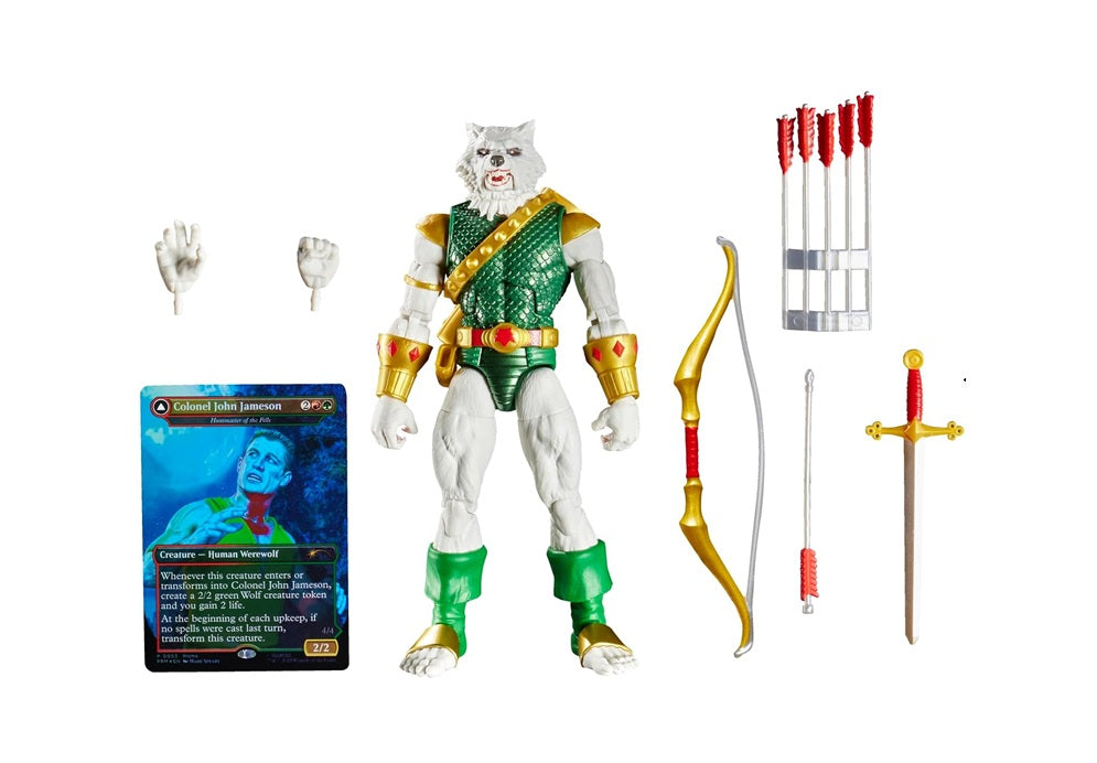Marvel Legends Series Magic: The Gathering Man-Wolf, 6-Inch Spider-Man Action Figure Toy & Exclusive Foil Collectible Card Game Trading Card