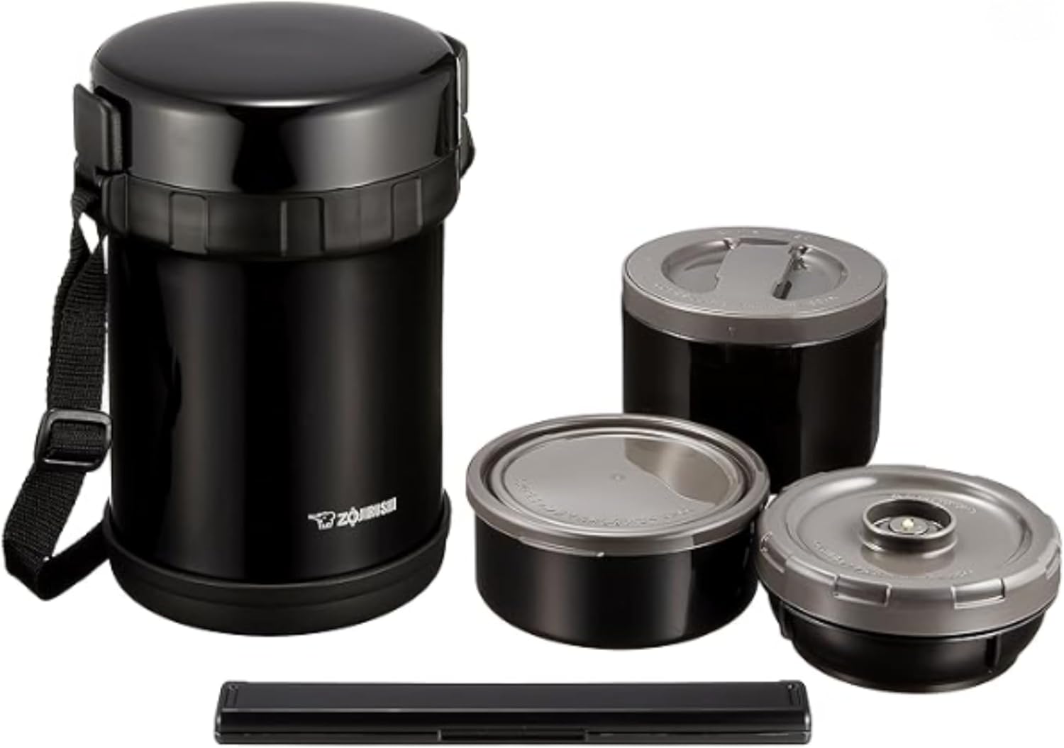 Zojirushi Thermal Stainless Lunch Box BENTO BAKO | SL-GH18-BA (Japan Import),Black
